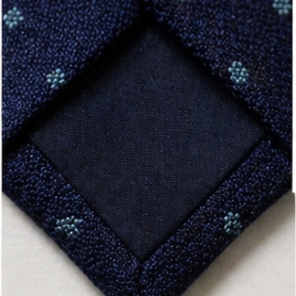 Kiton Navy Tie with Light Blue Microdots Fashioned from Wool/Silk/Cashmere - Picture 6 of 6